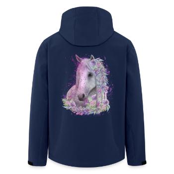Horse Motif Watercolors Rider Gift - Men’s Recycled Softshell Jacket by Stanley/Stella - navy - Back - AI Model Male 185 light (185cm)