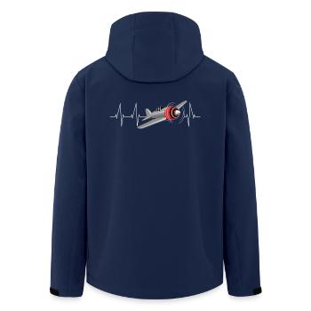 Airplane heartbeat pilot flying ECG gift - Men’s Recycled Softshell Jacket by Stanley/Stella - navy - Back - AI Model Male 185 light (185cm)