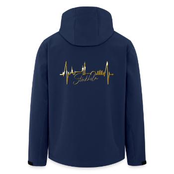 Stockholm Skyline Herzschlag Herz I Love Schweden - Recycelte Männer Softshell-Jacke von Stanley/Stella - Navy - Hinten - AI Model Male 185 light (185cm)