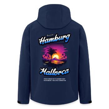 De Hambourg à Majorque - Édition Texte Bleu - Veste softshell homme en polyester recyclé Stanley/Stella - marine - Dos - AI Model Male 185 light (185cm)