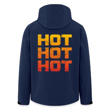 Hot Hot Hot - color gradient yellow red Viniage - Men’s Recycled Softshell Jacket by Stanley/Stella - navy - Back - AI Model Male 185 light (185cm)