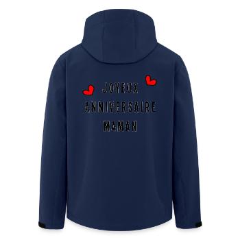 ANNIVERSAIRE. HAPPY BIRTHDAY. JOYEUX ANNIVERSAIRE. - Veste softshell homme en polyester recyclé Stanley/Stella - marine - Dos - AI Model Male 185 light (185cm)