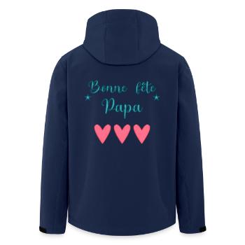 FÊTE DES PÈRES. BONNE FÊTE PAPA. PAPA. BONNE FÊTE - Veste softshell homme en polyester recyclé Stanley/Stella - marine - Dos - AI Model Male 185 light (185cm)