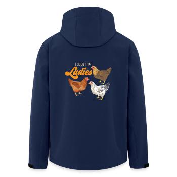 I love my ladies farm farmer chicken gift - Men’s Recycled Softshell Jacket by Stanley/Stella - navy - Back - AI Model Male 185 light (185cm)