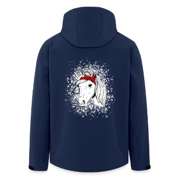 Cheval avec des flocons de neige - Veste softshell homme en polyester recyclé Stanley/Stella - marine - Dos - AI Model Male 185 light (185cm)