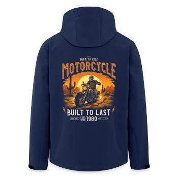 Vintage 1980's Born Motorcycle Biker - Men’s Recycled Softshell Jacket by Stanley/Stella - navy - Back - AI Model Male 185 light (185cm)