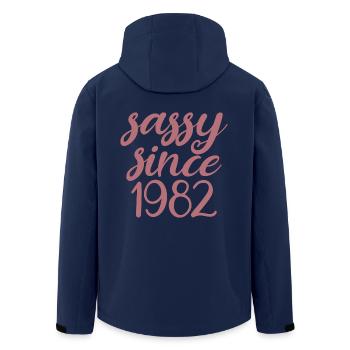 Sassy Since 1982 Funny 40th Birthday Men & Women - Men’s Recycled Softshell Jacket by Stanley/Stella - navy - Back - AI Model Male 185 light (185cm)