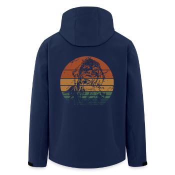 Retro Scary Zombie Face Halloween Trick or Treat - Men’s Recycled Softshell Jacket by Stanley/Stella - navy - Back - AI Model Male 185 light (185cm)