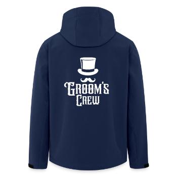 Groom’s Crew Top Hat Moustache Mens Enterrement de vie de garçon - Veste softshell homme en polyester recyclé Stanley/Stella - marine - Dos - AI Model Male 185 light (185cm)