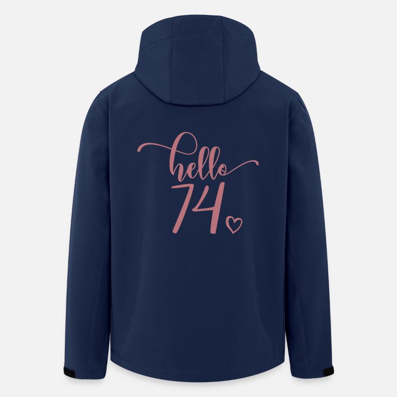Hello 74 - Mignon cadeau de 74e anniversaire, 74 ans - Veste softshell homme en polyester recyclé Stanley/Stella - marine
