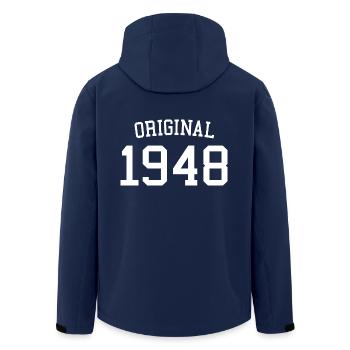 Original Geschenk zum 74. Geburtstag von 1948 - 74 Jahre - Recycelte Männer Softshell-Jacke von Stanley/Stella - Navy - Hinten - AI Model Male 185 light (185cm)