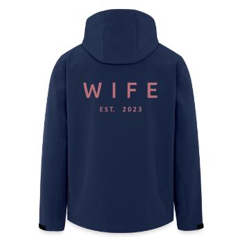 2023 Fiançailles Mariage Douche nuptiale - Veste softshell homme en polyester recyclé Stanley/Stella - marine - Dos - AI Model Male 185 light (185cm)