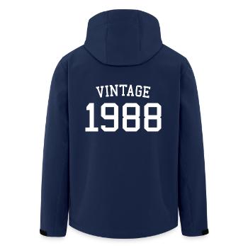 Vintage 1988 - 34 Years Old, 34th Birthday Gift - Men’s Recycled Softshell Jacket by Stanley/Stella - navy - Back - AI Model Male 185 light (185cm)