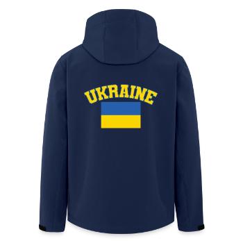 Flagge der Ukraine, Ukraine - Recycelte Männer Softshell-Jacke von Stanley/Stella - Navy - Hinten - AI Model Male 185 light (185cm)