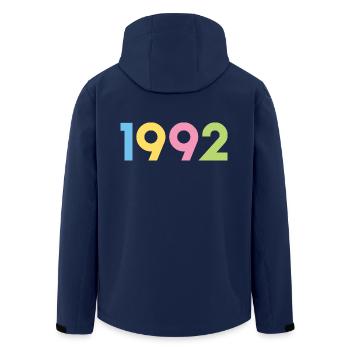 Jahr 1992, 30 Jahre alt, Geschenk zum 30. Geburtstag - Recycelte Männer Softshell-Jacke von Stanley/Stella - Navy - Hinten - AI Model Male 185 light (185cm)