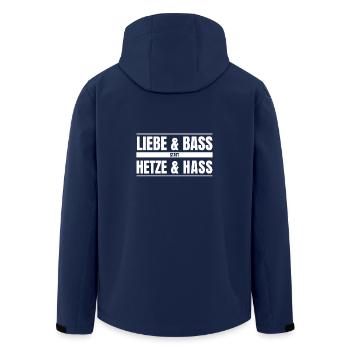Liebe Bass statt Hetze Hass! Antifa Gegen Rechts - Recycelte Männer Softshell-Jacke von Stanley/Stella - Navy - Hinten - AI Model Male 185 light (185cm)