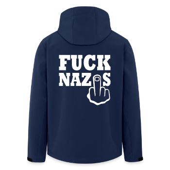 Fuck nazis - Men’s Recycled Softshell Jacket by Stanley/Stella - navy - Back - AI Model Male 185 light (185cm)