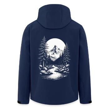 Landschaft Natur Berge Wald Bäume Baum Fluss Berg - Recycelte Männer Softshell-Jacke von Stanley/Stella - Navy - Hinten - AI Model Male 185 light (185cm)