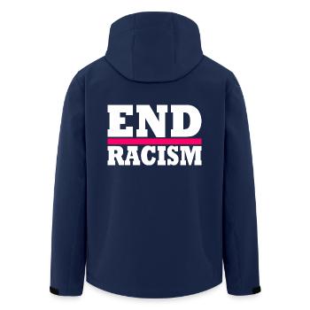 End Racism - Men’s Recycled Softshell Jacket by Stanley/Stella - navy - Back - AI Model Male 185 light (185cm)