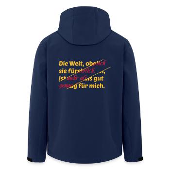 Welt Spruch Abstrakt Schrift farbig Geschenkidee - Recycelte Männer Softshell-Jacke von Stanley/Stella - Navy - Hinten - AI Model Male 185 light (185cm)