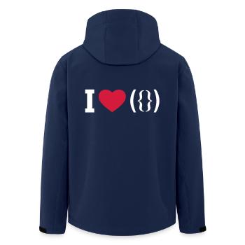 I LOVE PUSSY - J'AIME PUSSY - ASCII - Veste softshell homme en polyester recyclé Stanley/Stella - marine - Dos - AI Model Male 185 light (185cm)