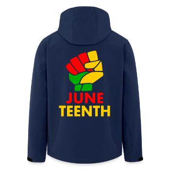 juneteenth - Men’s Recycled Softshell Jacket by Stanley/Stella - navy - Back - AI Model Male 185 light (185cm)