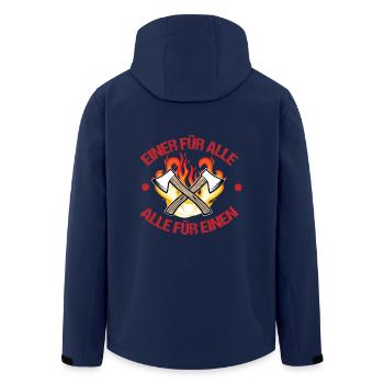 Pompiers un pour tous et tous pour un - Veste softshell homme en polyester recyclé Stanley/Stella - marine - Dos - AI Model Male 185 light (185cm)