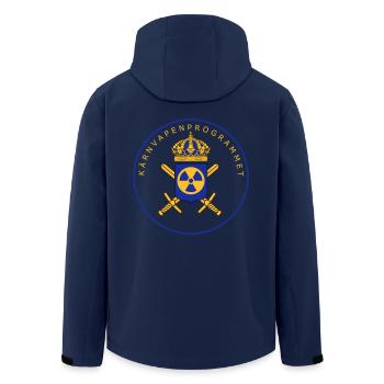 The Swedish Nuclear Weapons Programme - Men’s Recycled Softshell Jacket by Stanley/Stella - navy - Back - AI Model Male 185 light (185cm)