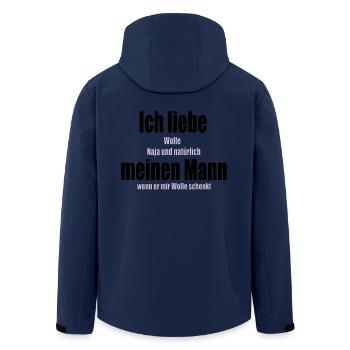 I love my husband wool knitting crochet sewing - Men’s Recycled Softshell Jacket by Stanley/Stella - navy - Back - AI Model Male 185 light (185cm)