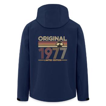 1977 - Men’s Recycled Softshell Jacket by Stanley/Stella - navy - Back - AI Model Male 185 light (185cm)