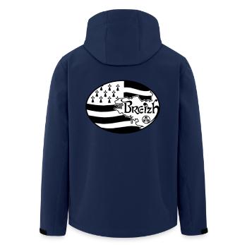 Flag Britain authentic - Men’s Recycled Softshell Jacket by Stanley/Stella - navy - Back - AI Model Male 185 light (185cm)