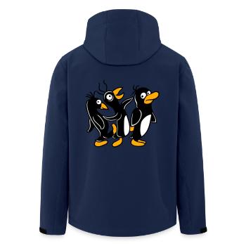 Crazy penguins running stupid kicking team friends - Men’s Recycled Softshell Jacket by Stanley/Stella - navy - Back - AI Model Male 185 light (185cm)