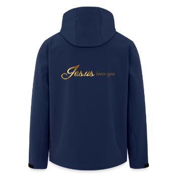 Jesus liebt dich - Recycelte Männer Softshell-Jacke von Stanley/Stella - Navy - Hinten - AI Model Male 185 light (185cm)