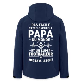 Herz + Fußball – Super Papa Fußballer - Recycelte Männer Softshell-Jacke von Stanley/Stella - Navy - Hinten - AI Model Male 185 light (185cm)