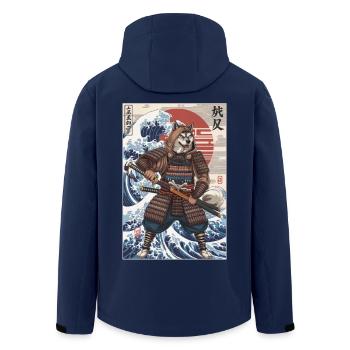 Shiba Inu Samurai with Japanese wave motif - Men’s Recycled Softshell Jacket by Stanley/Stella - navy - Back - AI Model Male 185 light (185cm)