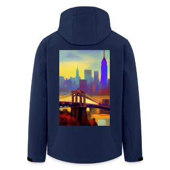 New York City Skyline - Men’s Recycled Softshell Jacket by Stanley/Stella - navy - Back - AI Model Male 185 light (185cm)