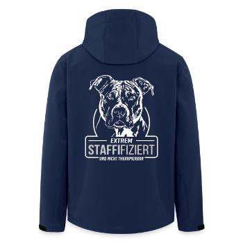 STAFFIFIZIERT American Staffordshire Hund Wilsigns - Recycelte Männer Softshell-Jacke von Stanley/Stella - Navy - Hinten - AI Model Male 185 light (185cm)