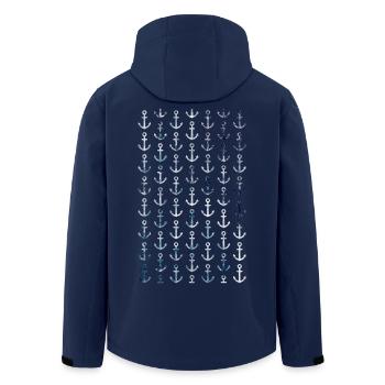 Maritime anchor pattern in vintage style - Men’s Recycled Softshell Jacket by Stanley/Stella - navy - Back - AI Model Male 185 light (185cm)
