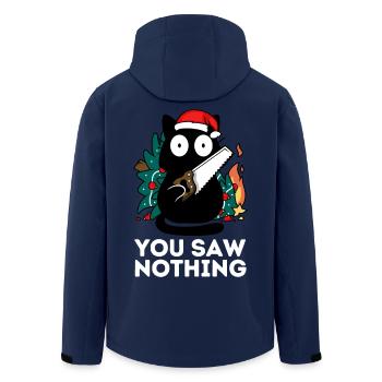 Christmas - You Didn't See Anything - Cat Fir Tree - Men’s Recycled Softshell Jacket by Stanley/Stella - navy - Back - AI Model Male 185 light (185cm)