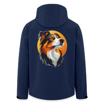 Australian Shepherd Portrait Dog Herding Dogs - Men’s Recycled Softshell Jacket by Stanley/Stella - navy - Back - AI Model Male 185 light (185cm)