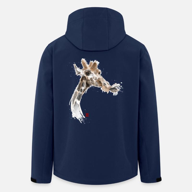 Skizzenhafte Giraffe - Recycelte Männer Softshell-Jacke von Stanley/Stella - Navy