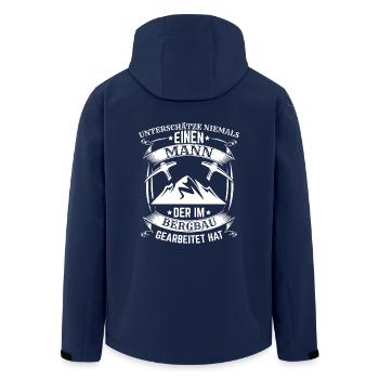 Bergbau Bergmann Unterschätze niemals einen Mann - Recycelte Männer Softshell-Jacke von Stanley/Stella - Navy - Hinten - AI Model Male 185 light (185cm)