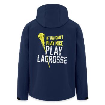 Play Lacrosse - Men’s Recycled Softshell Jacket by Stanley/Stella - navy - Back - AI Model Male 185 light (185cm)