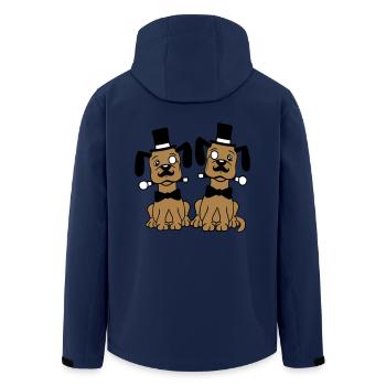 2 Hunde Herr Sir Zylinder Hut Monokel Brille Reich - Recycelte Männer Softshell-Jacke von Stanley/Stella - Navy - Hinten - AI Model Male 185 light (185cm)