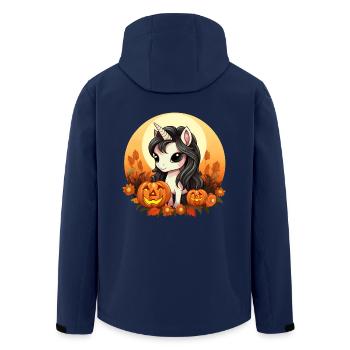 Herbstliches Halloween-Einhorn mit Kürbis beim - Recycelte Männer Softshell-Jacke von Stanley/Stella - Navy - Hinten - AI Model Male 185 light (185cm)