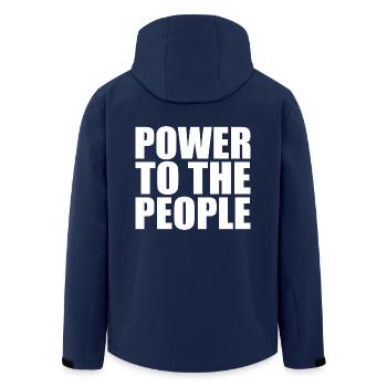 Power to the people - Men’s Recycled Softshell Jacket by Stanley/Stella - navy - Back - AI Model Male 185 light (185cm)