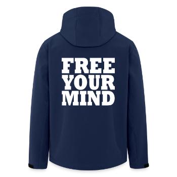 Free your mind - Recycelte Männer Softshell-Jacke von Stanley/Stella - Navy - Hinten - AI Model Male 185 light (185cm)