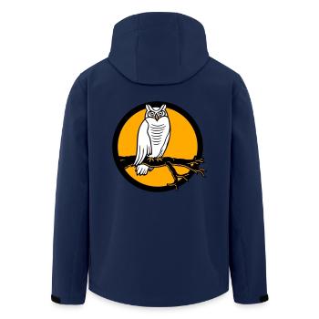hibou aigle hibou branche arbre forêt lune nuit pleine lune ronde - Veste softshell homme en polyester recyclé Stanley/Stella - marine - Dos - AI Model Male 185 light (185cm)