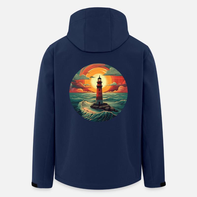 Lighthouse at sunset - Romantic kiss - Men’s Recycled Softshell Jacket by Stanley/Stella - navy
