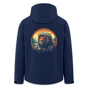 Astronaut Lion at sunset, creative - Men’s Recycled Softshell Jacket by Stanley/Stella - navy - Back - AI Model Male 185 light (185cm)